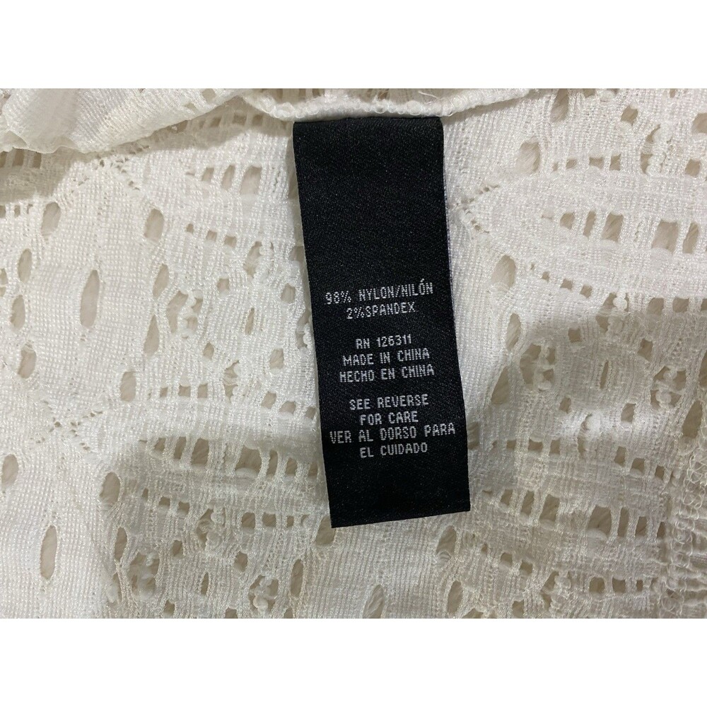 RN Studio White Floral Lace Bridal Cover Up Jacket Scalloped Open Long Sleeve S - Picture 8 of 12